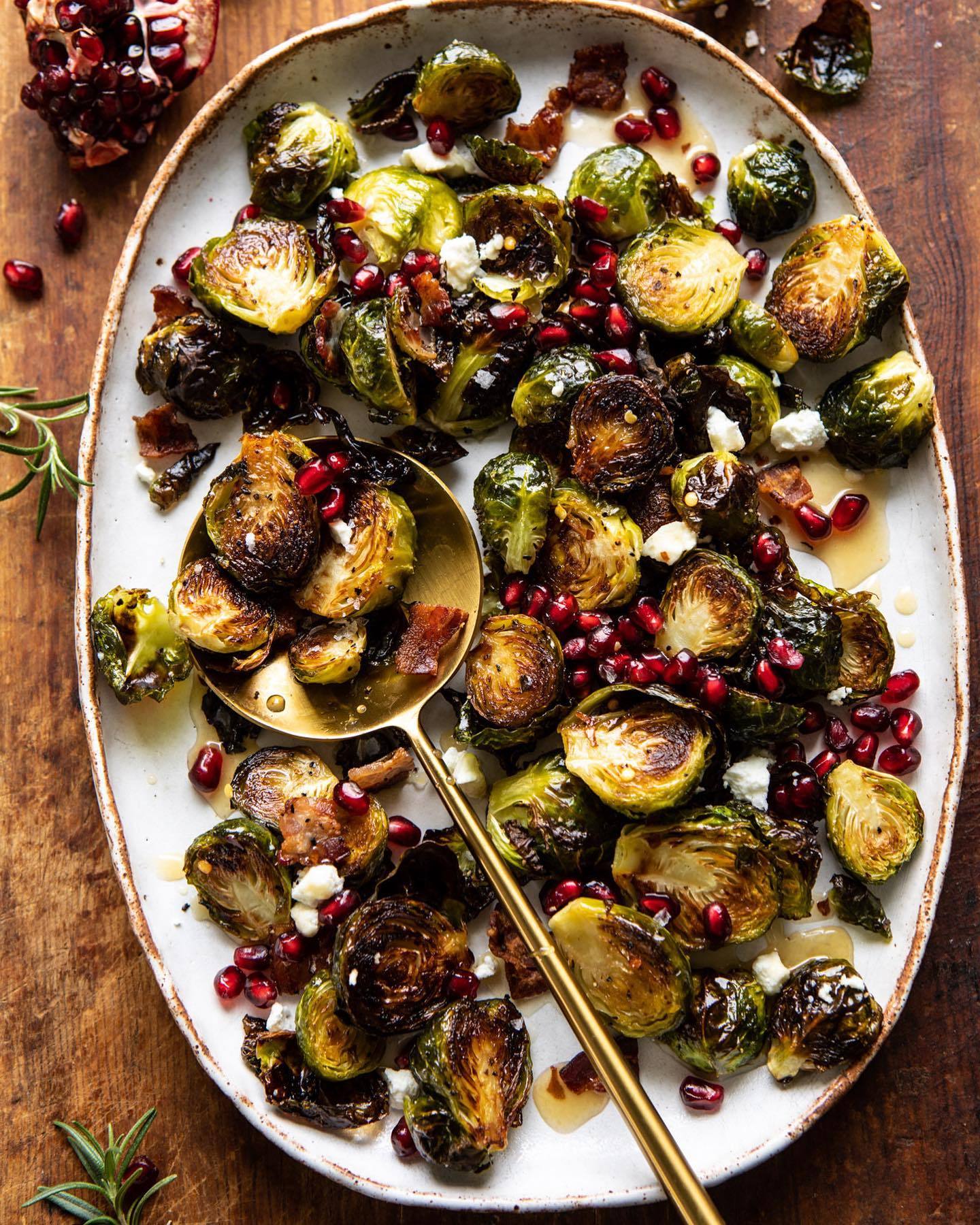 Roasted Bacon Brussels Sprouts with Salted Honey recipe from @halfbakedharvest