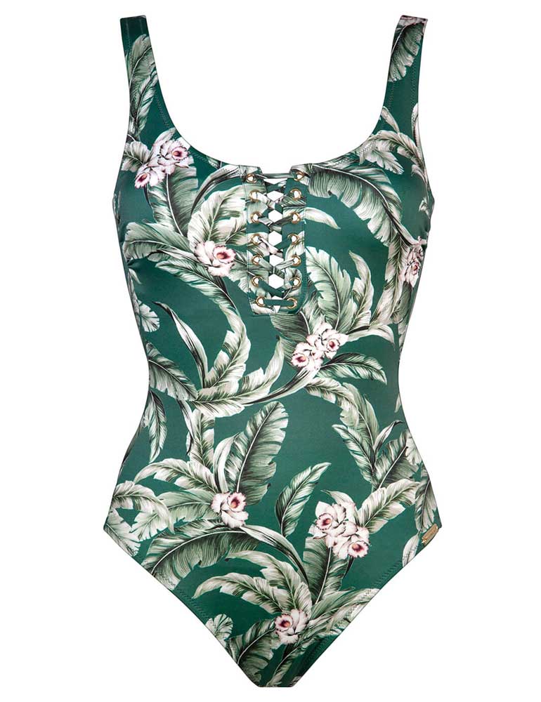 Lace Up One Piece Swimsuit