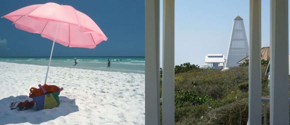 30A vacation outfits Emerald Coast Seaside beach and pavilion collage