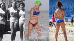 high waist vs high leg bikini side-by-side resort swim silhouettes collage